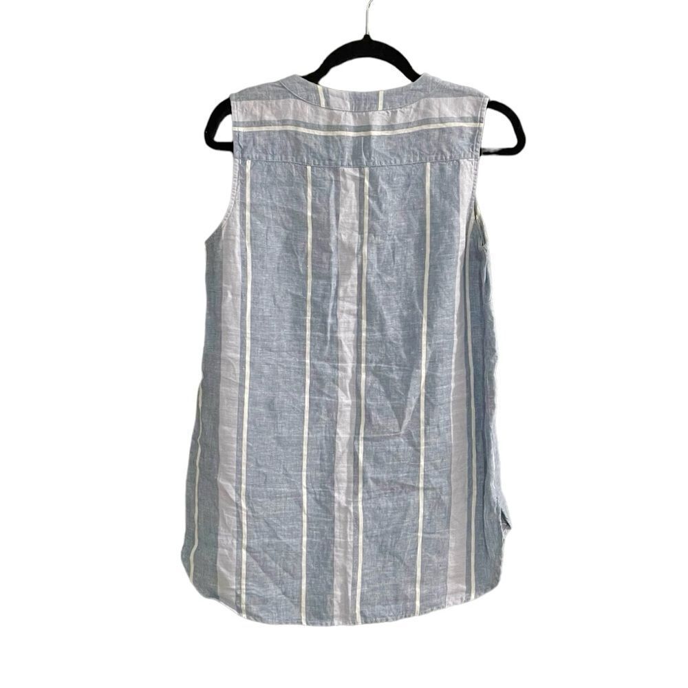ELLEN TRACY Linen Sleeveless Blouse Striped
Blue White M - Picture 2 of 8